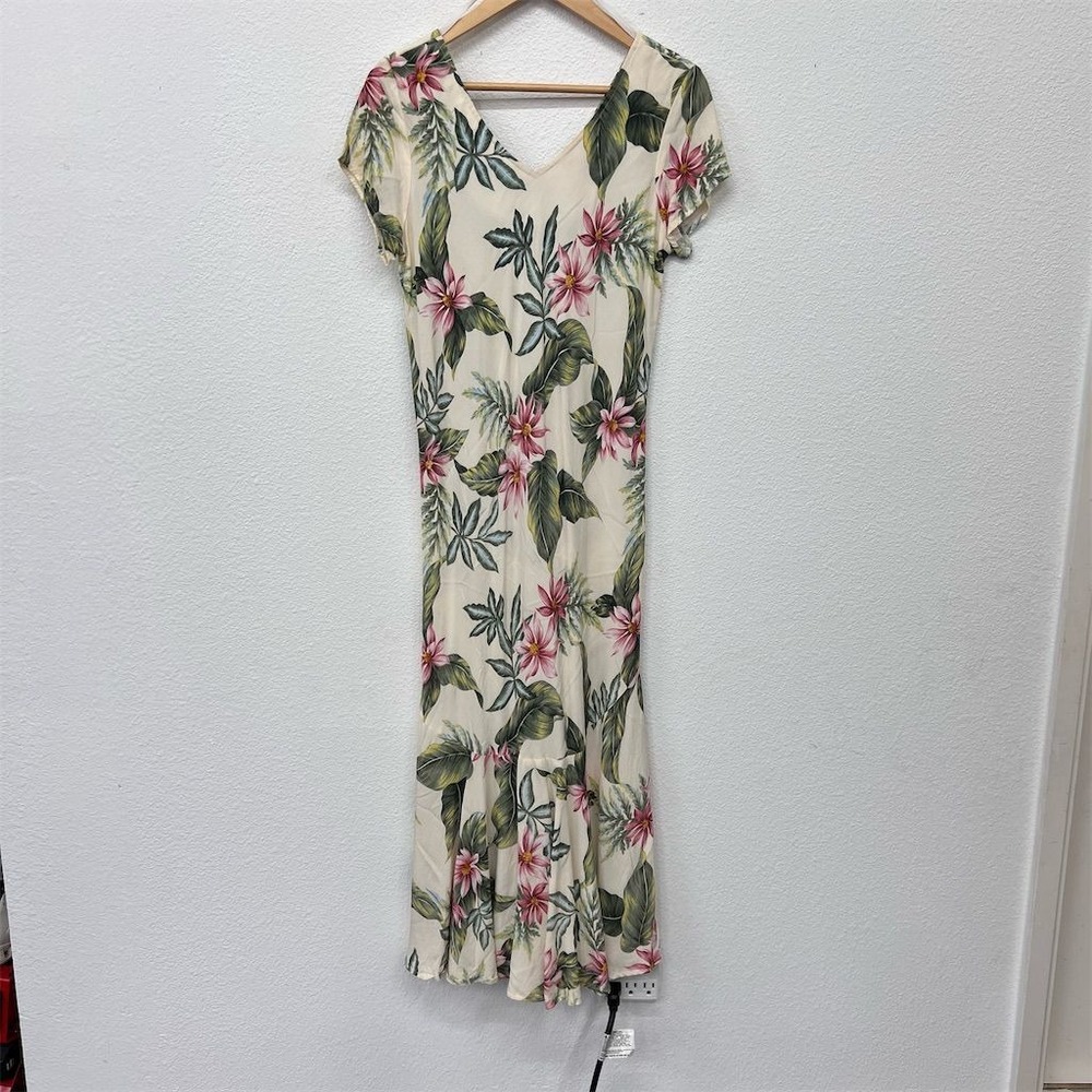 Kama'aina Women's Hawaiian Floral Midi Dress Multicolor Size M Short Sleeve
